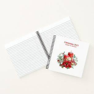 Carnet Bouquet de bougies et Poinsettia Noël