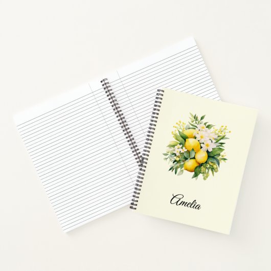 Carnet Bouquet de citrons aux fleurs blanches (Intérieur)