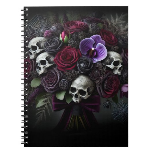 Carnet Bouquet de crâne floral gothique foncé Halloween (Devant)