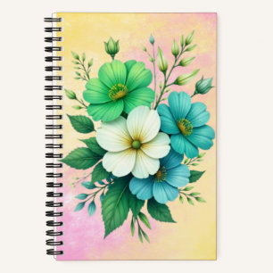 Carnet Bouquet de fleurs blanches bleues-57453