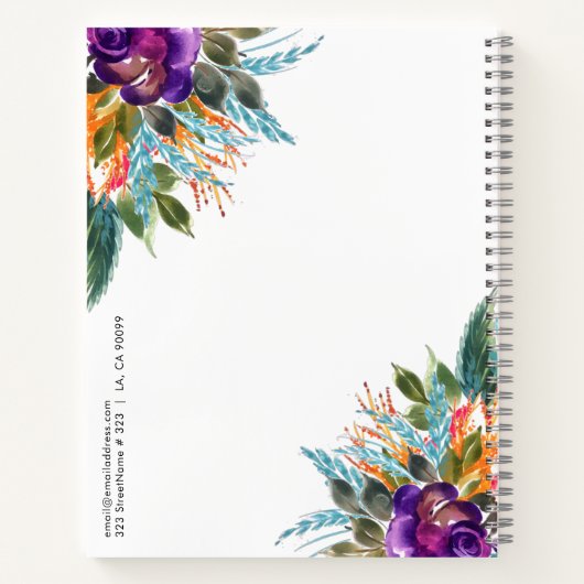 Carnet Bouquet de fleurs colorées (Dos)