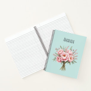 Carnet Bouquet de fleurs de pivoine rose joli