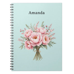 Carnet Bouquet de fleurs de pivoine rose joli