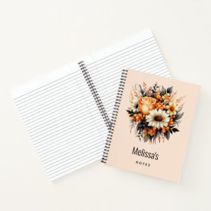 Carnet Bouquet de fleurs gris-jaune orange