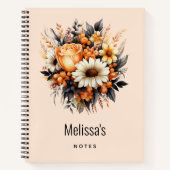 Carnet Bouquet de fleurs gris-jaune orange (Devant)