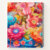 Carnet Bouquet de fleurs orange et bleu Boho (Dos)