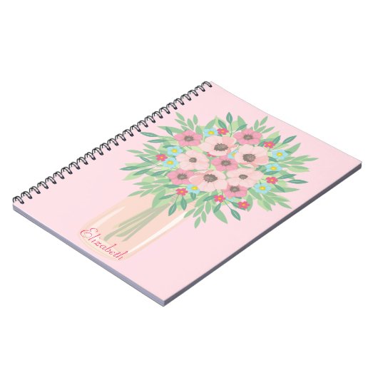 Carnet Bouquet de fleurs roses (Côté gauche)