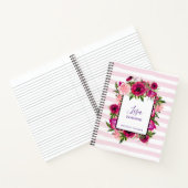 Carnet Bouquet de fleurs roses et coquelicots sur bandes  (Intérieur)