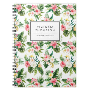Carnet Bouquet de fleurs tropicales en aquarelle