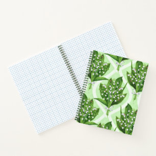 Carnet Bouquet de lys de la vallée fleurs sur vert
