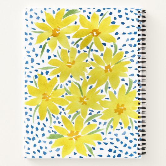 Carnet Bouquet de marguerite jaune avec points bleus (Dos)