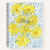 Carnet Bouquet de marguerite jaune avec points bleus (Devant)
