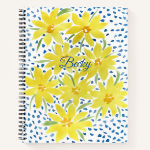 Carnet Bouquet de marguerite jaune avec points bleus
