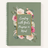 Carnet Bouquet de rose d'aquarelle avec citation goélette (Devant)