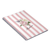Carnet Bouquet de roses rayées rose-chic du pays Monogram (Côté Droit)