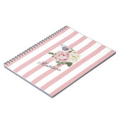 Carnet Bouquet de roses rayées rose-chic du pays Monogram (Côté gauche)