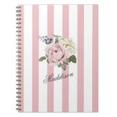 Carnet Bouquet de roses rayées rose-chic du pays Monogram (Devant)