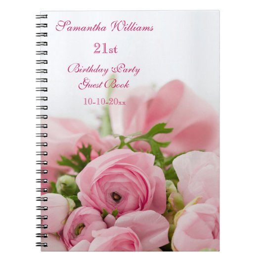 Carnet Bouquet De Roses Rose 21ème Anniversaire (Devant)