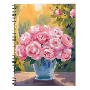 Carnet Bouquet de roses roses   Vase floral aquarelle