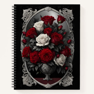 Carnet Bouquet de roses rouges et blanches Goth