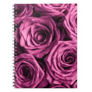 Carnet Bouquet de roses violets, fleurs fleuris arrière -