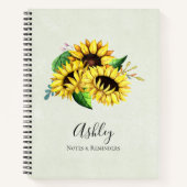 Carnet Bouquet de tournesol jaune en aquarelle (Devant)