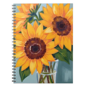 Carnet Bouquet de tournesols Fleurs jaunes à l'aquarell