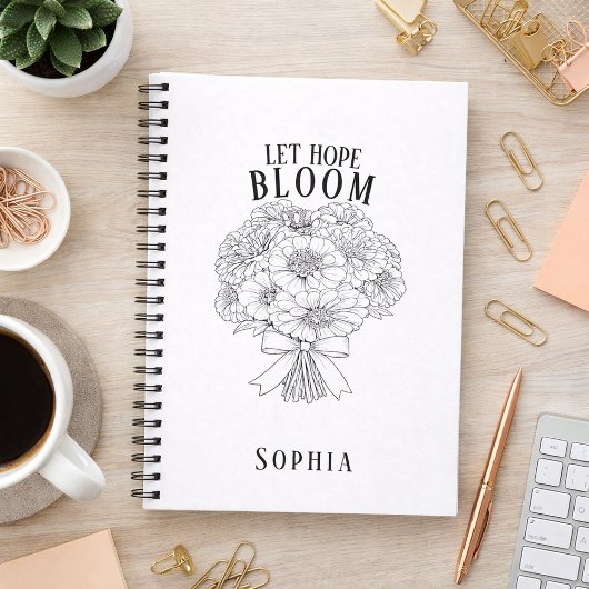 Carnet Bouquet de Zinnia personnalisé 'Laissez l'Espoir S