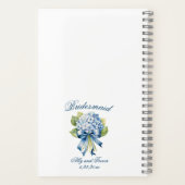 Carnet Bouquet d'hortensia bleu personnalisé demoiselle d (Verso)