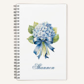 Carnet Bouquet d'hortensia bleu personnalisé demoiselle d (Recto)