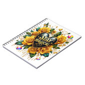 Carnet Bouquet enchanteur de Roses d'or et de coeur (Côté gauche)