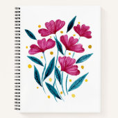 Carnet Bouquet floral mignon - magenta et turquoise (Devant)