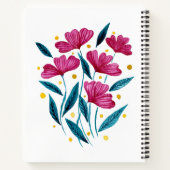 Carnet Bouquet floral mignon - magenta et turquoise (Dos)