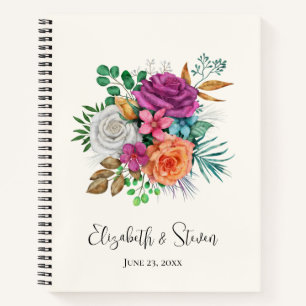 Carnet Bouquet floral rose, orange et blanc