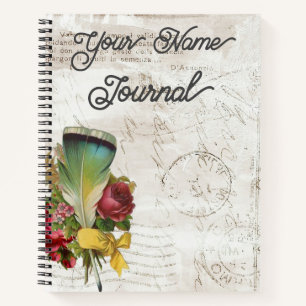 Carnet Bouquet vintage en plumes Carte postale