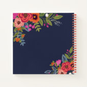 Carnet Bouquets Boho - Marine Blue & Coral - Nom (Dos)