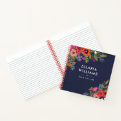 Carnet Bouquets Boho - Marine Blue & Coral - Nom (Intérieur)