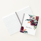 Carnet Bouquets floraux d'aquarelle de Bourgogne avec vot (Intérieur)