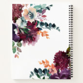 Carnet Bouquets floraux d'aquarelle de Bourgogne avec vot (Dos)