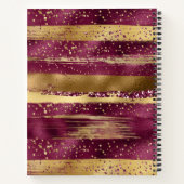 Carnet Bourgogne moderne, pinceaux dorés et monogramme (Dos)