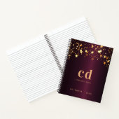Carnet Bourgogne or étoiles monogramme nom élégant (Intérieur)