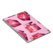 Carnet Bouteilles de parfum, arrière - plan rose, plat (Côté Droit)