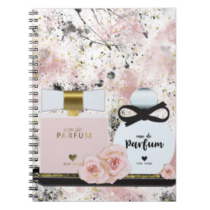 Carnet Bouteilles de parfum New York Or et Roses Rose Blu