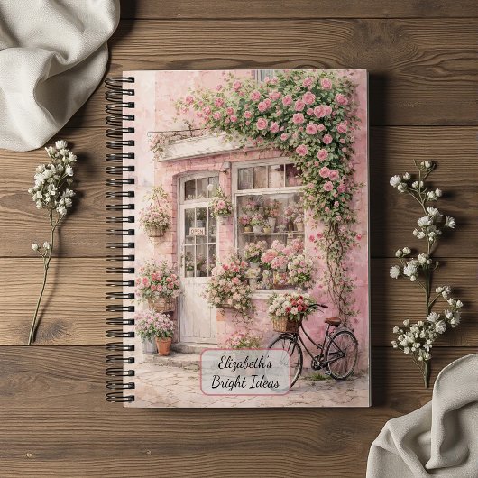 Carnet Boutique de fleurs avec bicyclette