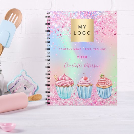 Carnet Boutique de pâtisserie nom de cupcakes scintillant