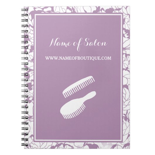 Carnet Boutique moderne violet fleurie cheveux et beauté (Devant)