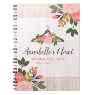 Carnet Boutique rose florale de mode de cabinet de cintre