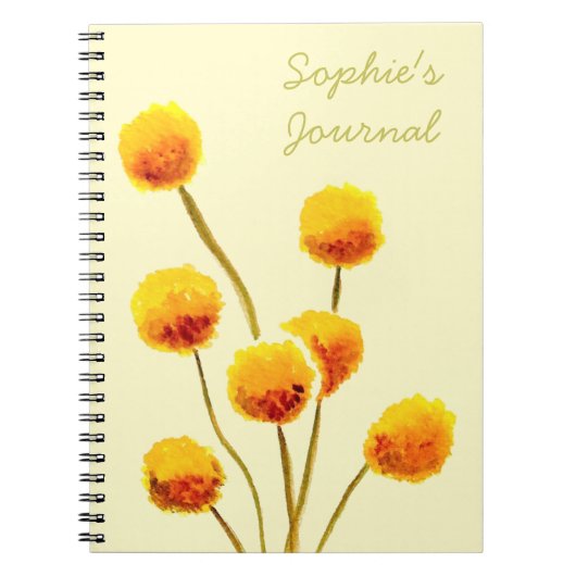 Carnet Bouton Billy jaune fleur australienne originaire (Devant)