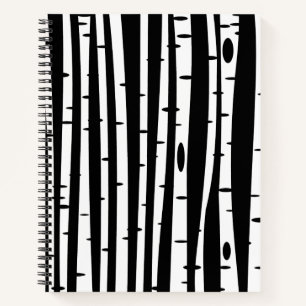 Carnet Bouton de tambour motif noir blanc arbre
