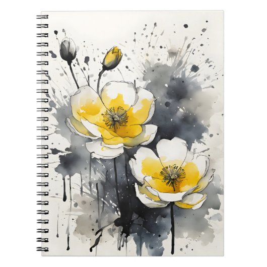 Carnet Bouton d'or - Fleurs aquarelle (Devant)